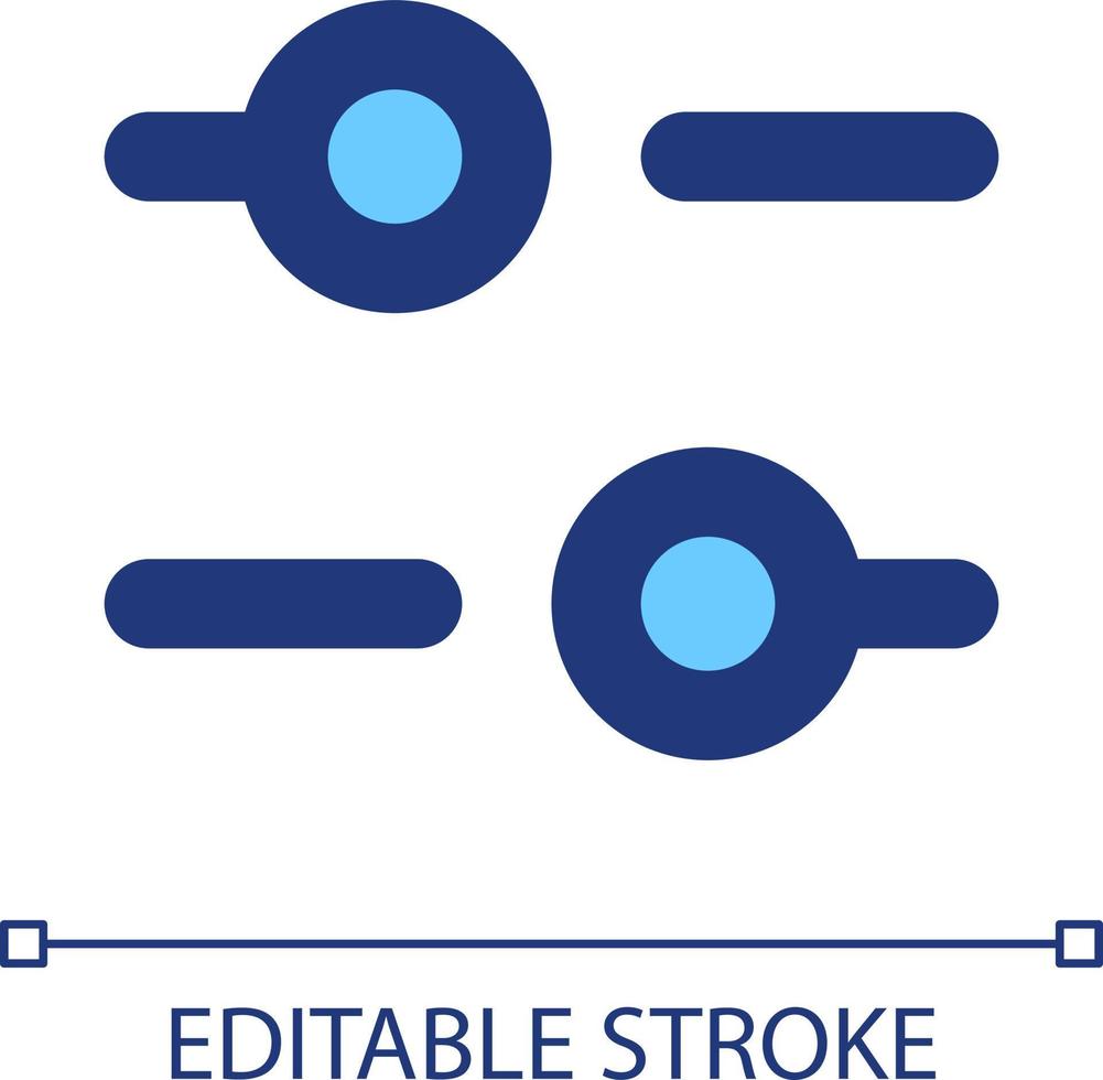 Horizontal adjust pixel perfect RGB color ui icon. Equalizer. Sound option. Simple filled line element. GUI, UX design for mobile app. Vector isolated pictogram. Editable stroke