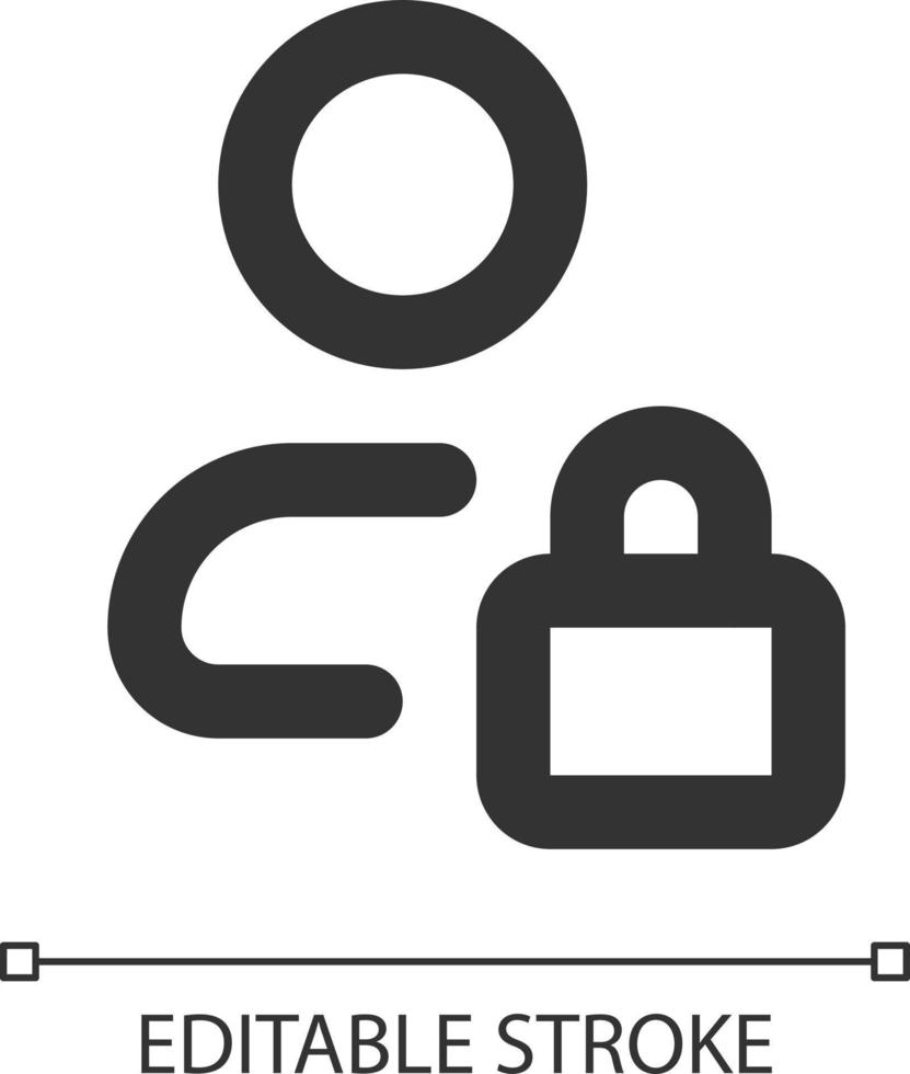 Hidden private contact pixel perfect linear ui icon. User profile under privacy. GUI, UX design. Outline isolated user interface element for app and web. Editable stroke vector