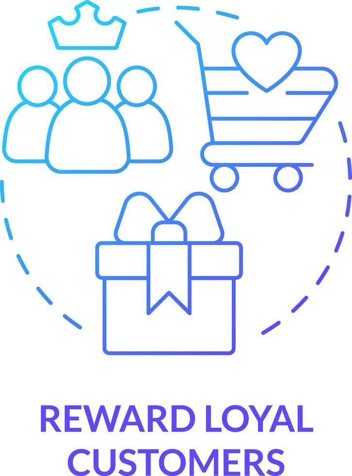 Reward loyal customers blue gradient concept icon. Bonus program. Allowance. Discount strategy abstract idea thin line illustration. Isolated outline drawing vector