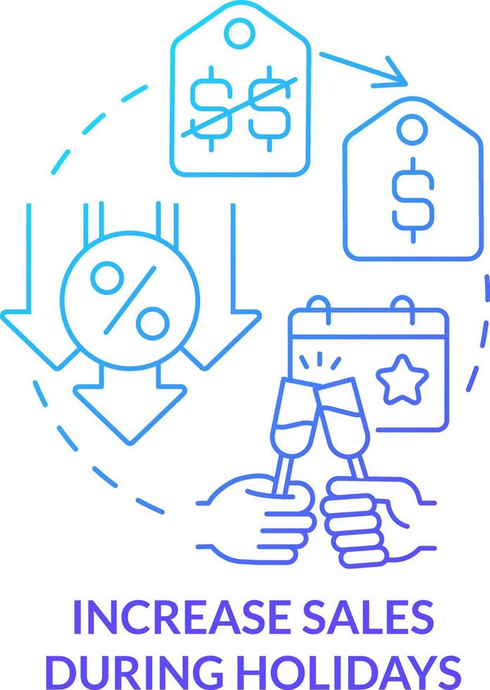 Increase sales during holidays blue gradient concept icon. Festive offers. Discount strategy abstract idea thin line illustration. Isolated outline drawing vector