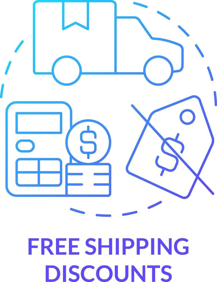 Free shipping discounts blue gradient concept icon. Delivery service. Type of customer bonuses abstract idea thin line illustration. Isolated outline drawing vector