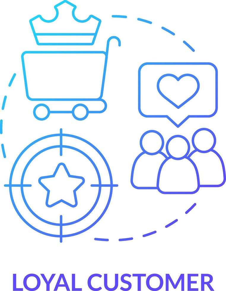 Loyal customers blue gradient concept icon. Users with positive experience. Type of clients abstract idea thin line illustration. Isolated outline drawing vector