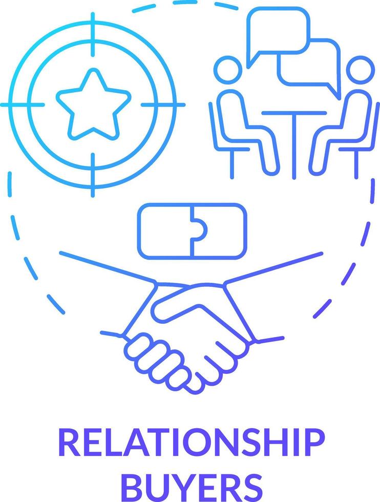 Relationship buyers blue gradient concept icon. Loyal clients. Communication. Dealing with customers abstract idea thin line illustration. Isolated outline drawing vector