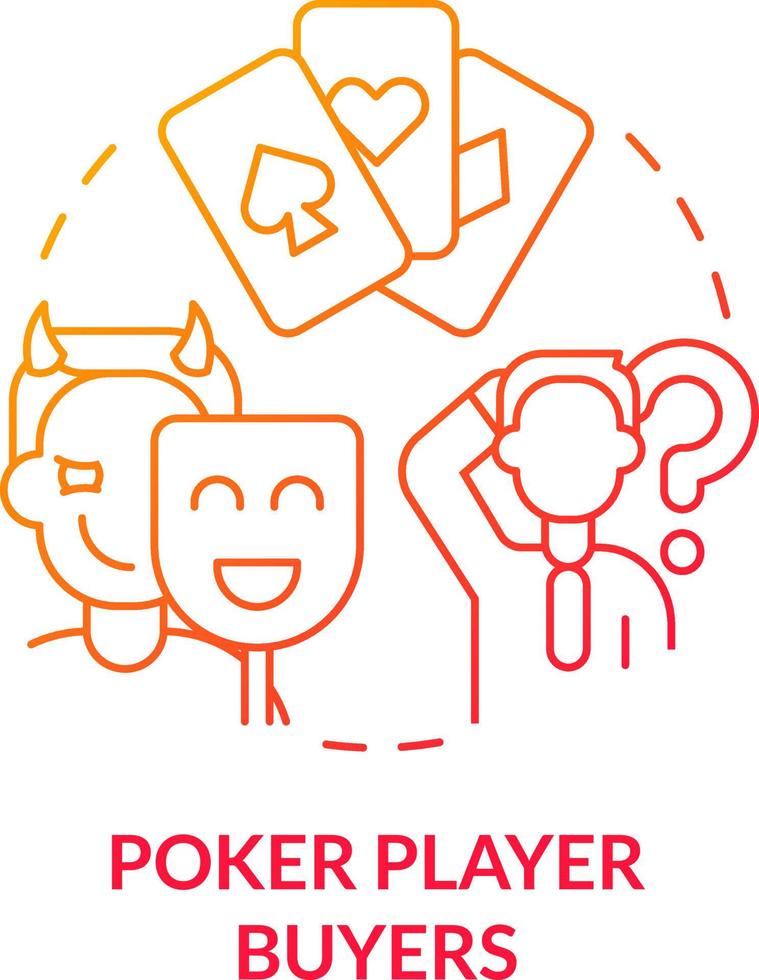 Poker player buyers red gradient concept icon. Best price seekers. Hidden needs. Dealing with customers abstract idea thin line illustration. Isolated outline drawing vector