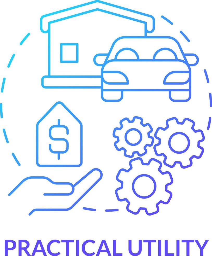 Practical utility blue gradient concept icon. Benefit for customers. Large purchases. Product value abstract idea thin line illustration. Isolated outline drawing vector