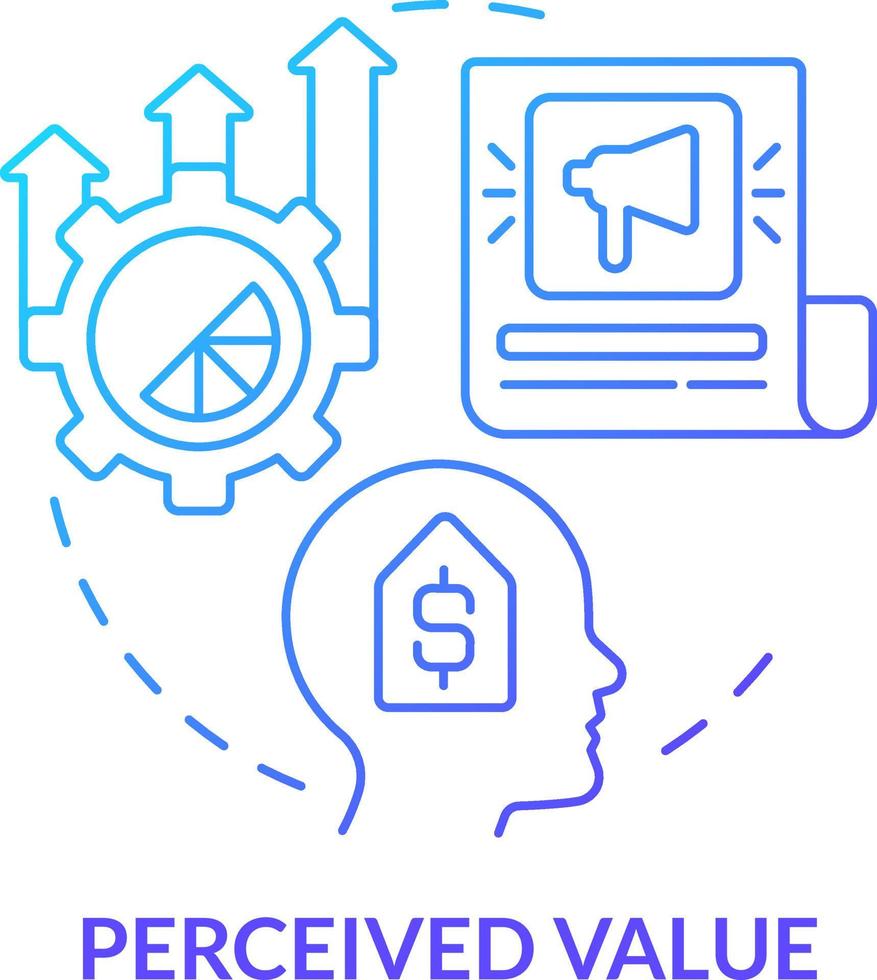 Perceived value blue gradient concept icon. Professional marketing result. Product advantage abstract idea thin line illustration. Isolated outline drawing vector