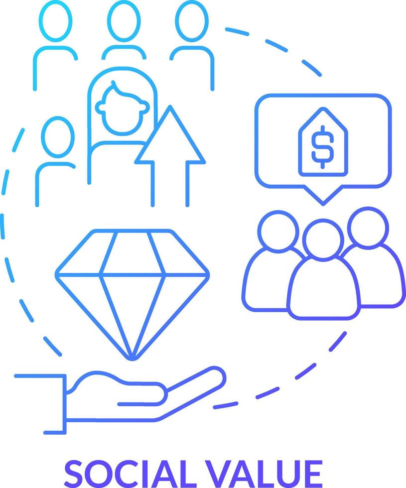 Social value blue gradient concept icon. Influencing marketing. Moral quality. Product quality abstract idea thin line illustration. Isolated outline drawing vector