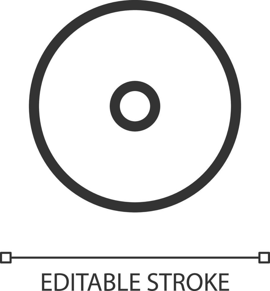 Disc storage pixel perfect linear ui icon. Data record device. Copy and save files. Memory. GUI, UX design. Outline isolated user interface element for app and web. Editable stroke vector