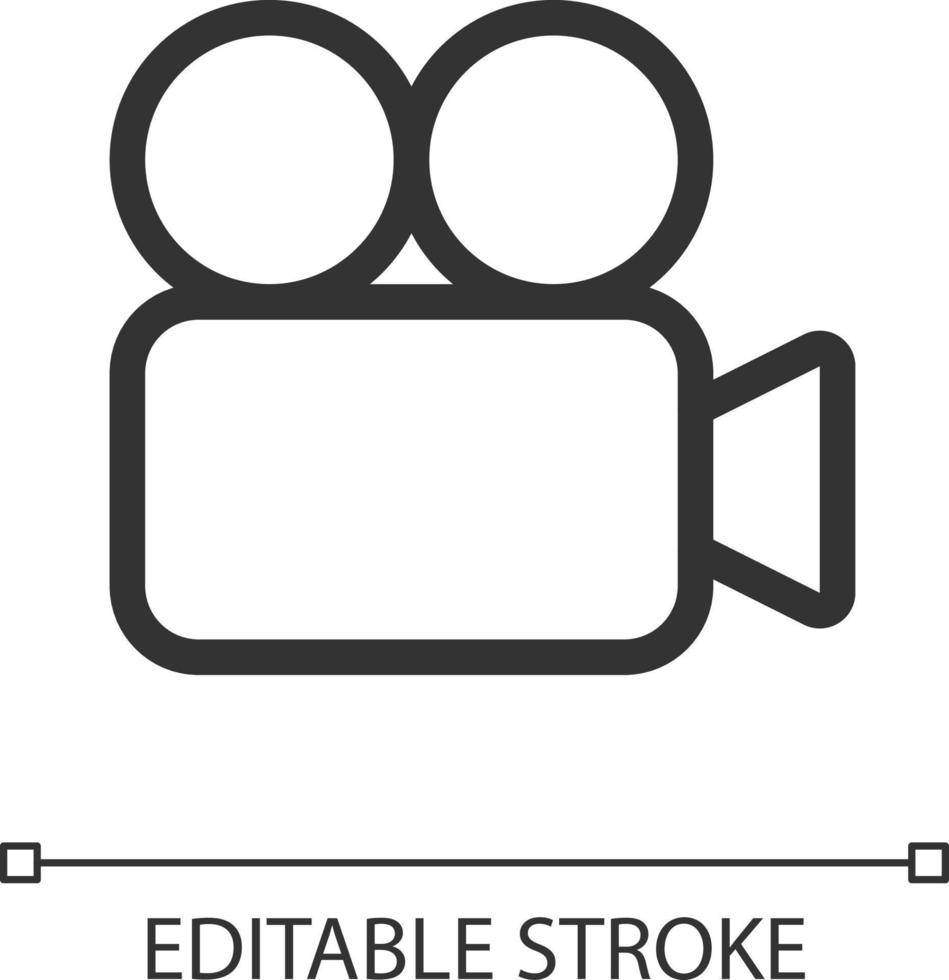 Video camera pixel perfect linear ui icon. Digital and analogue. Instrument for making films. GUI, UX design. Outline isolated user interface element for app and web. Editable stroke vector