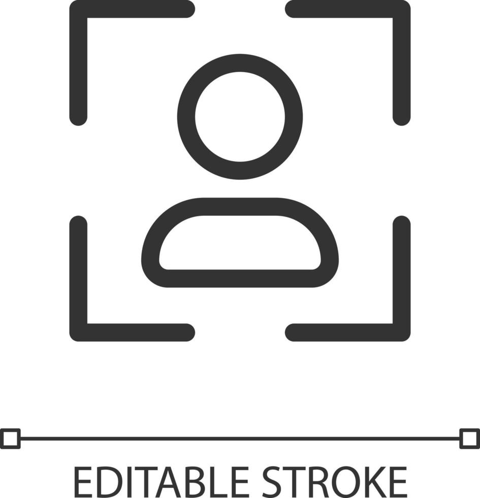 Profile image pixel perfect linear ui icon. Social media user photo. Photography editor tool. GUI, UX design. Outline isolated user interface element for app and web. Editable stroke vector