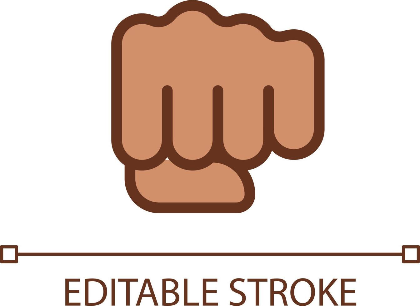 Punching fist pixel perfect RGB color icon. Hand gesture. Fighting action. Threat and fight. Isolated vector illustration. Simple filled line drawing. Editable stroke