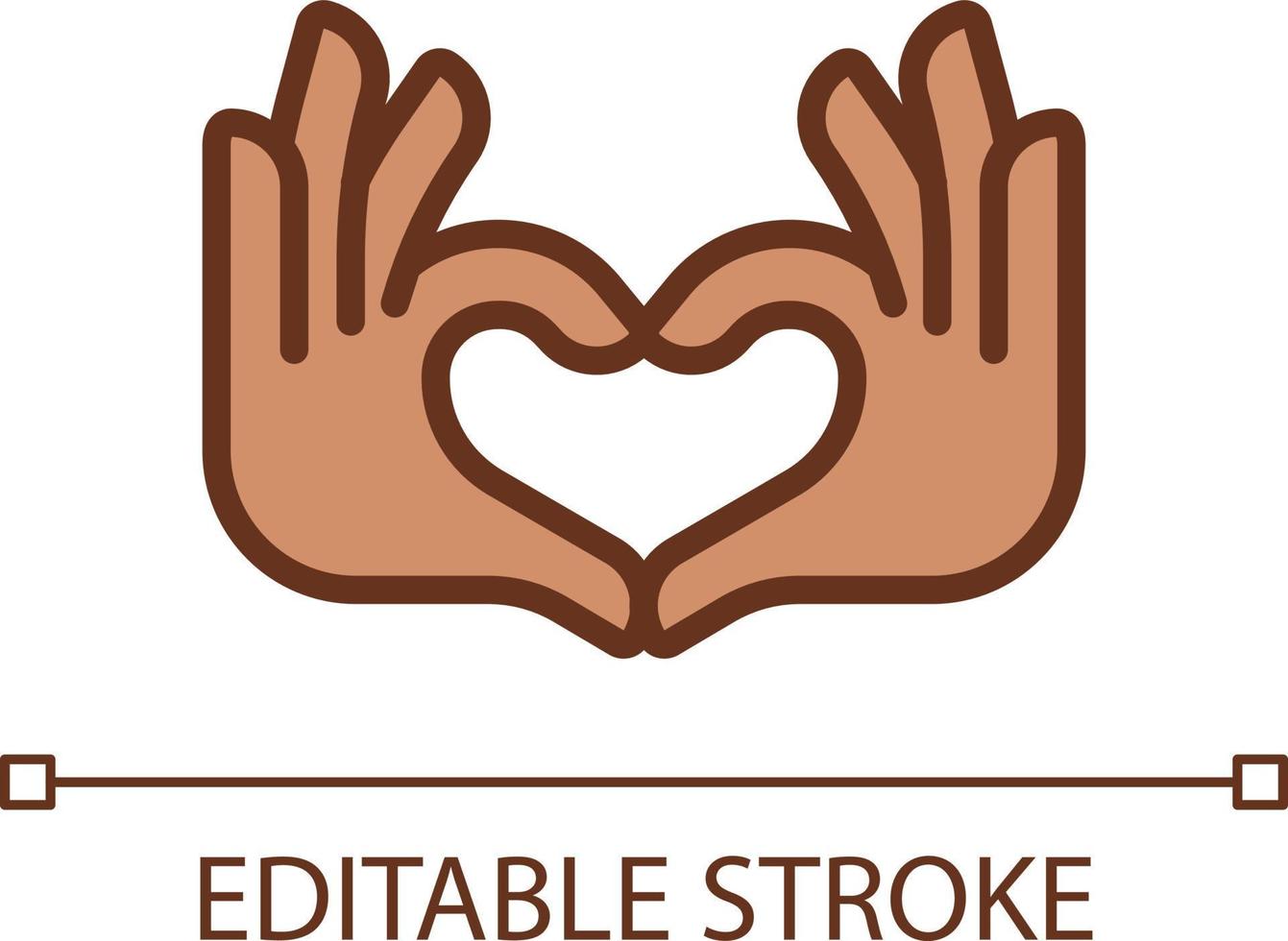 Hands heart gesture pixel perfect RGB color icon. Showing affection and love. Romantic relationship. Isolated vector illustration. Simple filled line drawing. Editable stroke