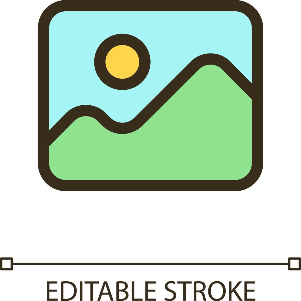Image pixel perfect RGB color ui icon. Visual content. Digital photo gallery. Simple filled line element. GUI, UX design for mobile app. Vector isolated pictogram. Editable stroke