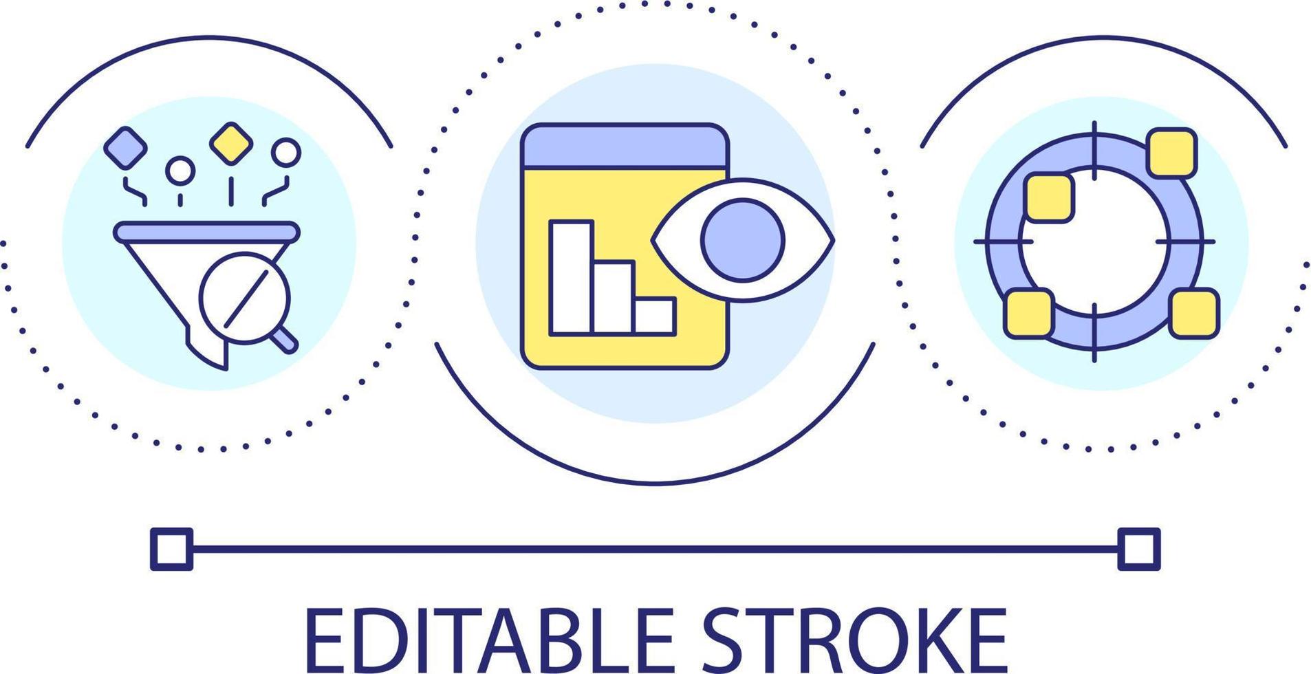 Collect and analyse information loop concept icon. Internet of things. Big data processing abstract idea thin line illustration. Isolated outline drawing. Editable stroke vector