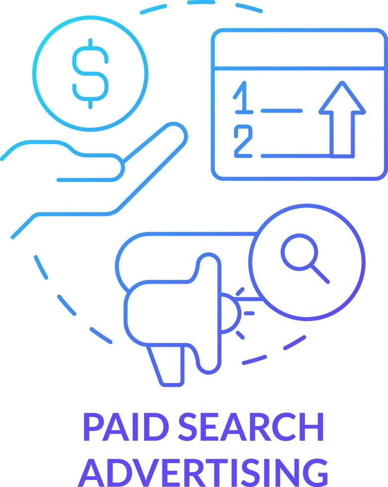 Paid search advertising blue gradient concept icon. Type of digital advertisement abstract idea thin line illustration. Build brand awareness. Isolated outline drawing vector