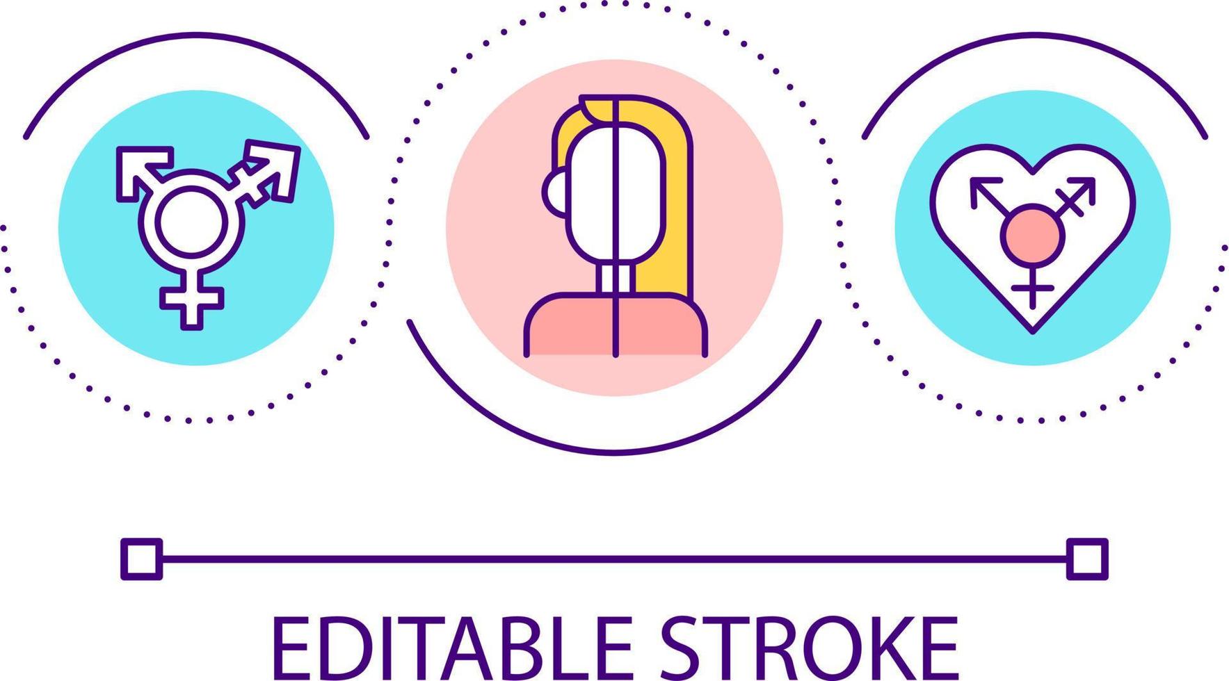 Gender expression loop concept icon. Transgender person. Identity differs from sex. LGBT abstract idea thin line illustration. Isolated outline drawing. Editable stroke vector