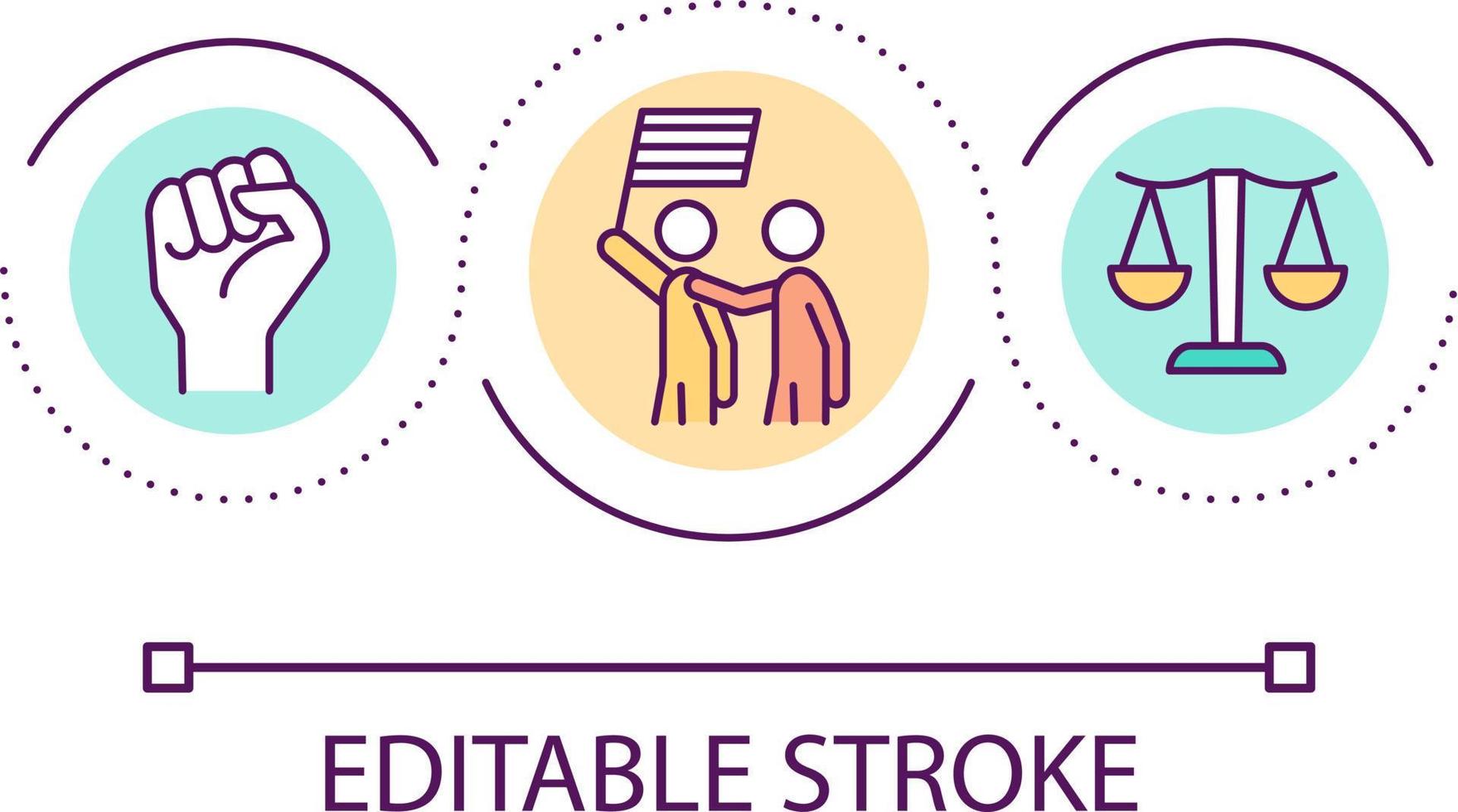 Protesting loop concept icon. Human rights defenders. Support LGBT community rights abstract idea thin line illustration. Isolated outline drawing. Editable stroke vector