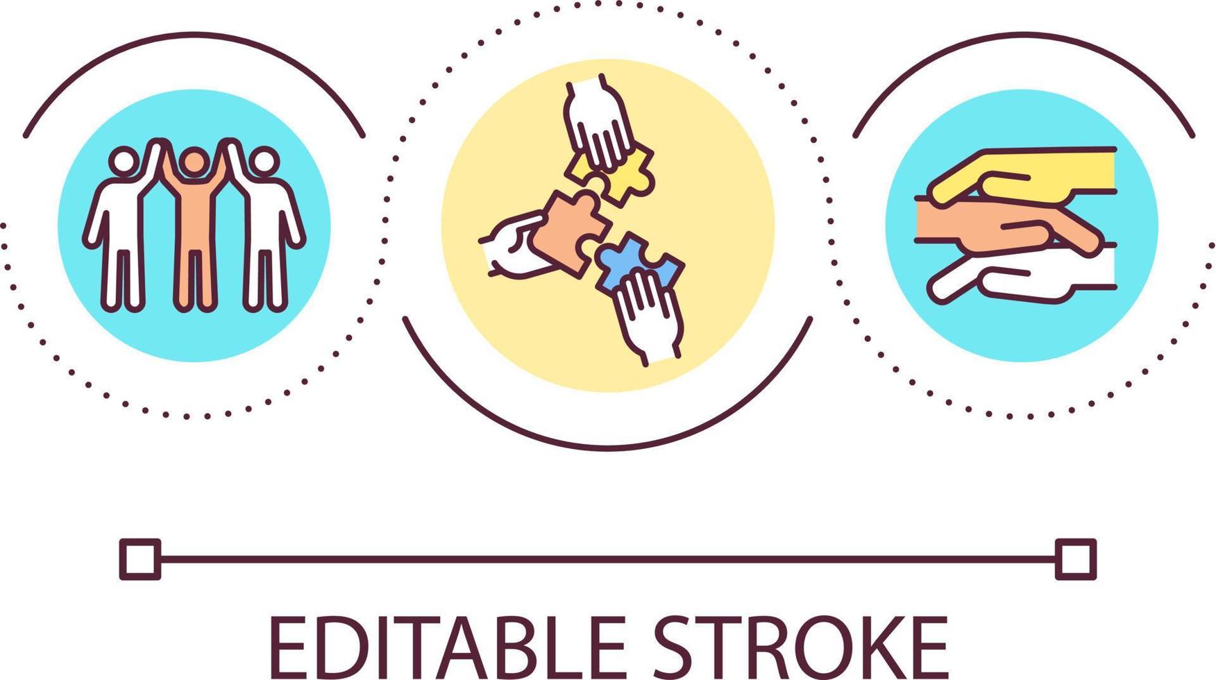 Social group loop concept icon. Social inclusion. Teamwork. People cooperation and cooperation abstract idea thin line illustration. Isolated outline drawing. Editable stroke vector