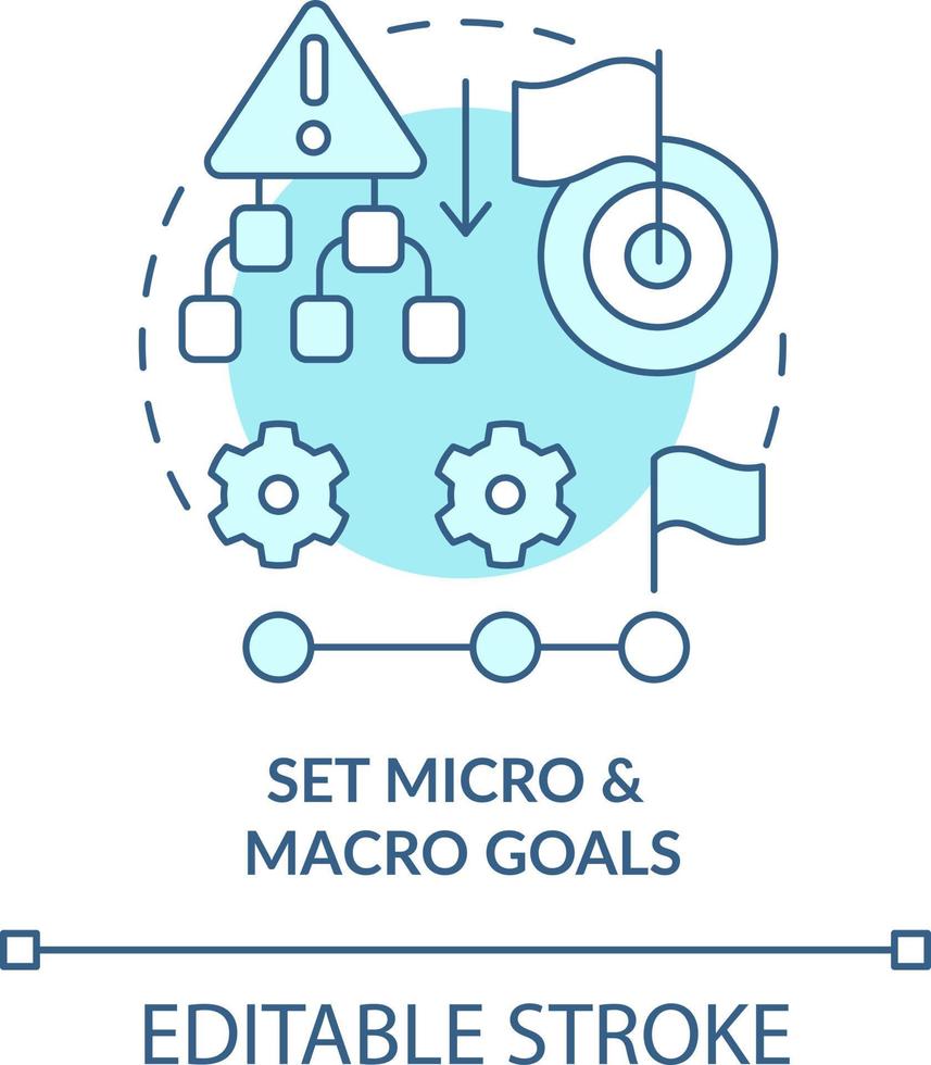 Set micro and macro goals turquoise concept icon. Adaptability tip abstract idea thin line illustration. Isolated outline drawing. Editable stroke vector