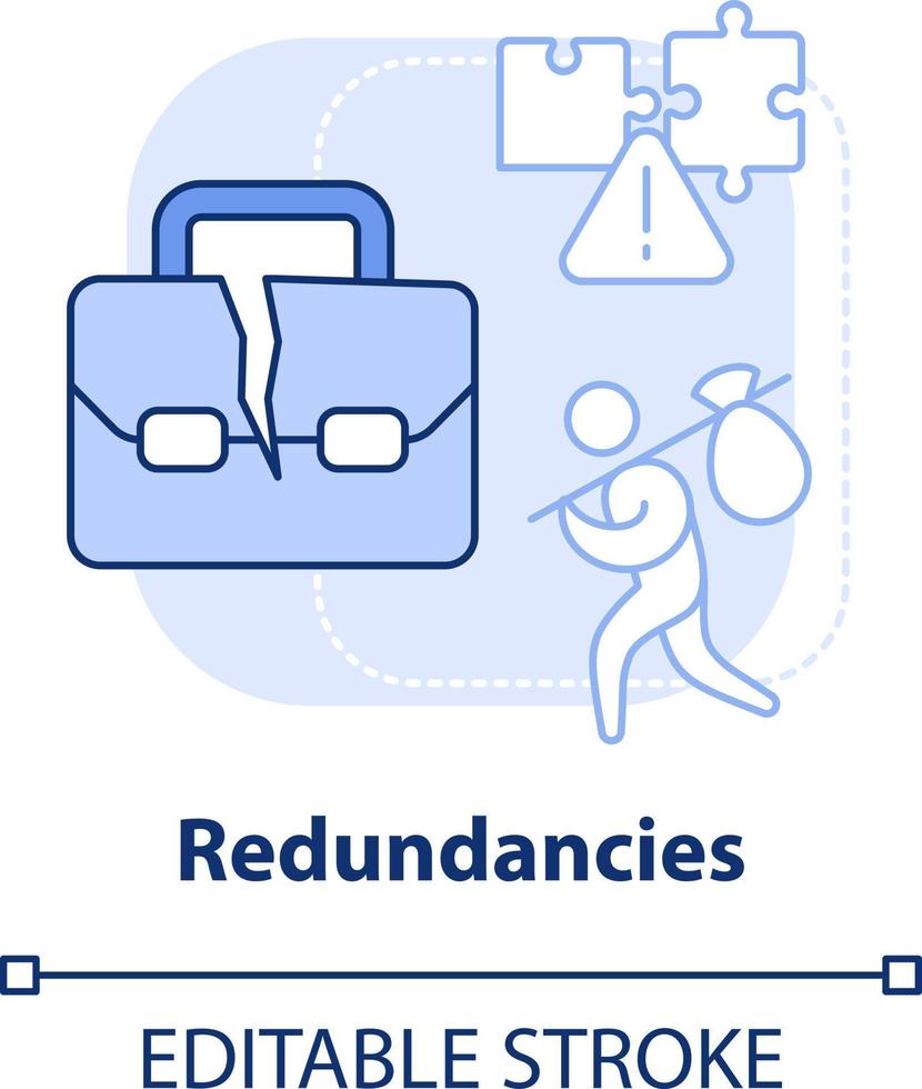 Redundancies light blue concept icon. Unemployment. Disadvantage of consolidation abstract idea thin line illustration. Isolated outline drawing. Editable stroke vector