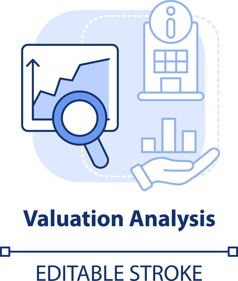 Valuation analysis light blue concept icon. Company research. Stage of merger abstract idea thin line illustration. Isolated outline drawing. Editable stroke vector