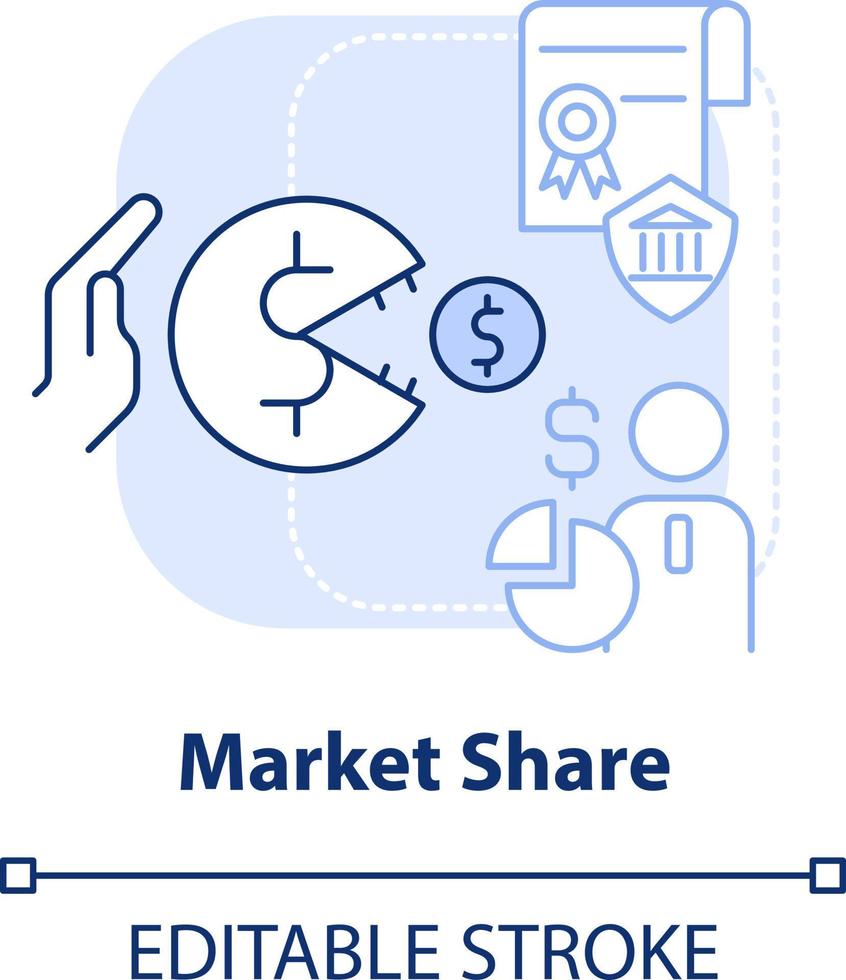 Market share light blue concept icon. Decreasing competition. Merger ...