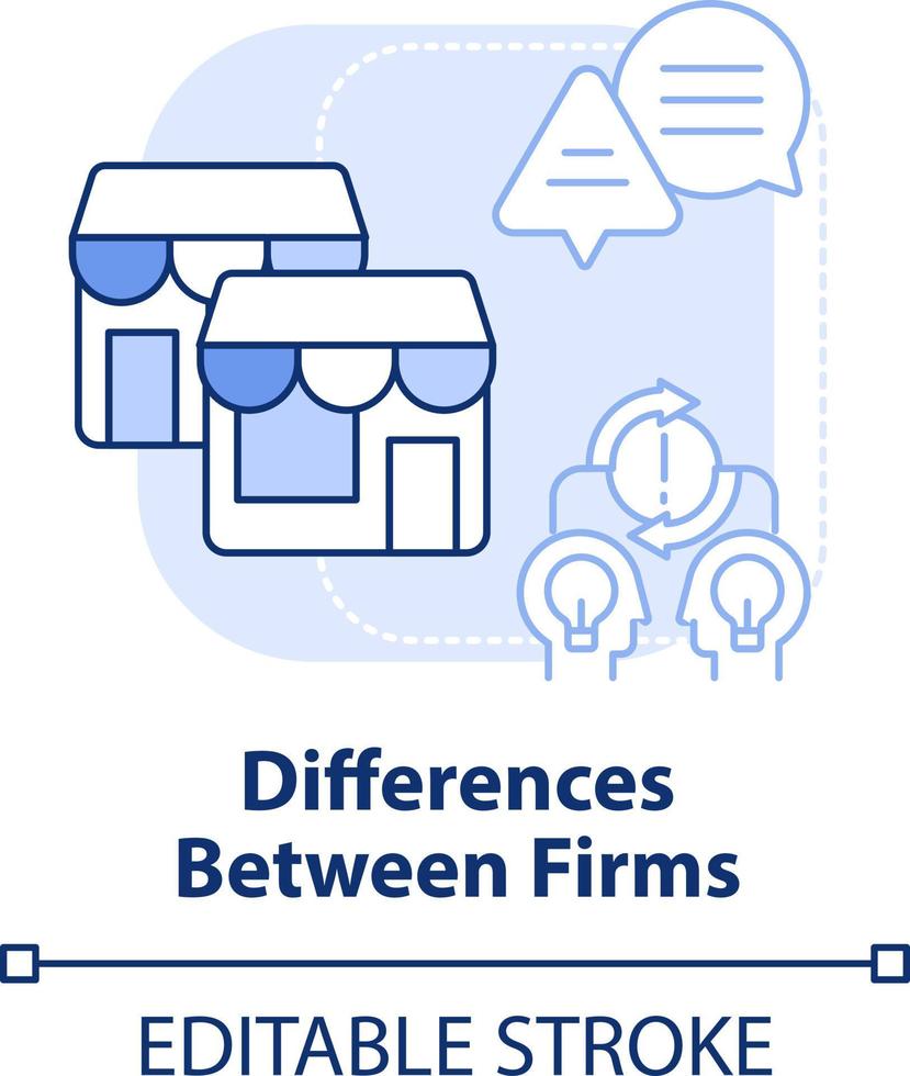 Differences between firms light blue concept icon. Disadvantage of consolidation abstract idea thin line illustration. Isolated outline drawing. Editable stroke vector