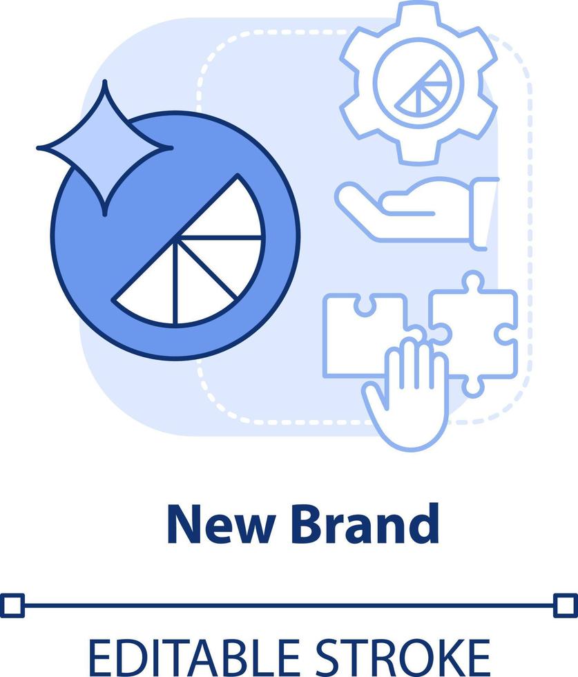 New brand light blue concept icon. Create and build company. Brand consolidation abstract idea thin line illustration. Isolated outline drawing. Editable stroke vector
