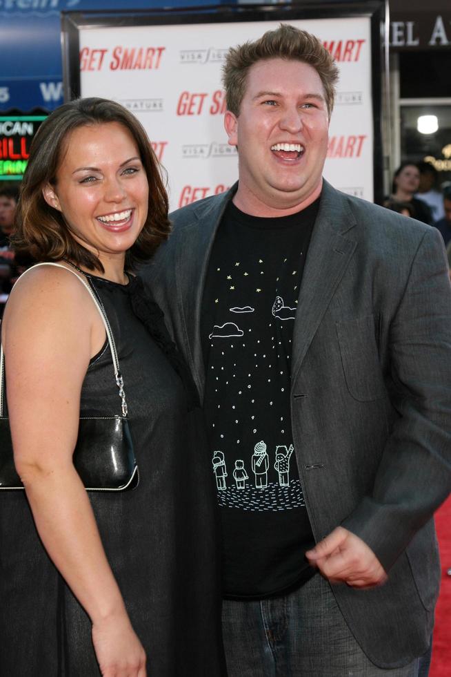 Nate Torrence Wife arriving at the Premiere of Get Smart at Manns