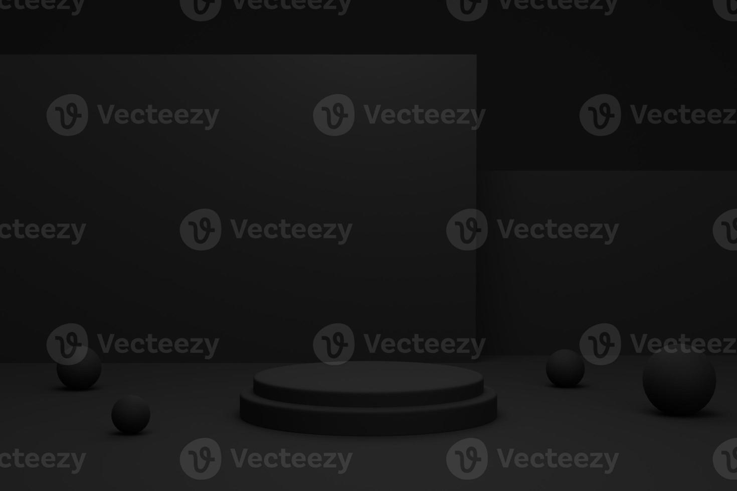 3d rendering of minimal luxury black podium for product presentation backdrop photo