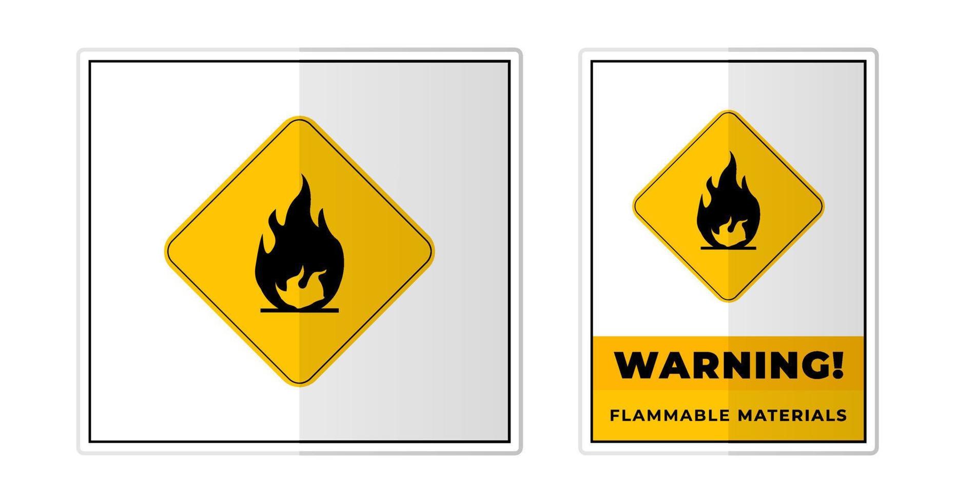 Flammable materials warning Sign Label Symbol Icon Vector Illustration
