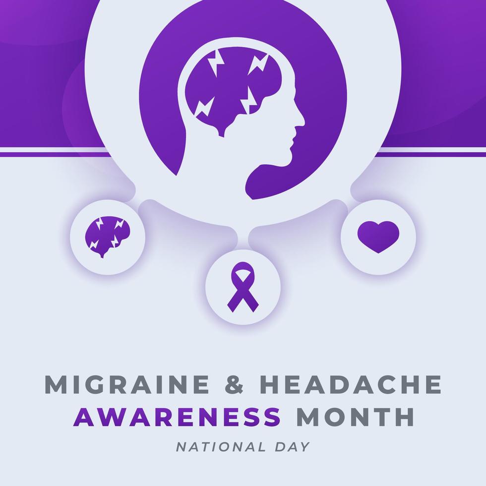 Happy National Migraine and Headache Awareness Month Celebration Vector Design Illustration for Background, Poster, Banner, Advertising, Greeting Card
