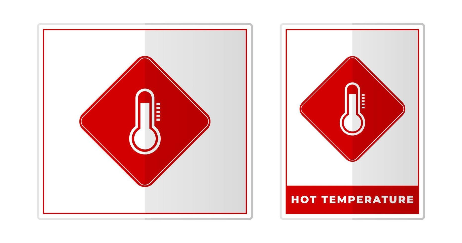 Hot temperature Warning Sign Label Symbol Icon Vector Illustration