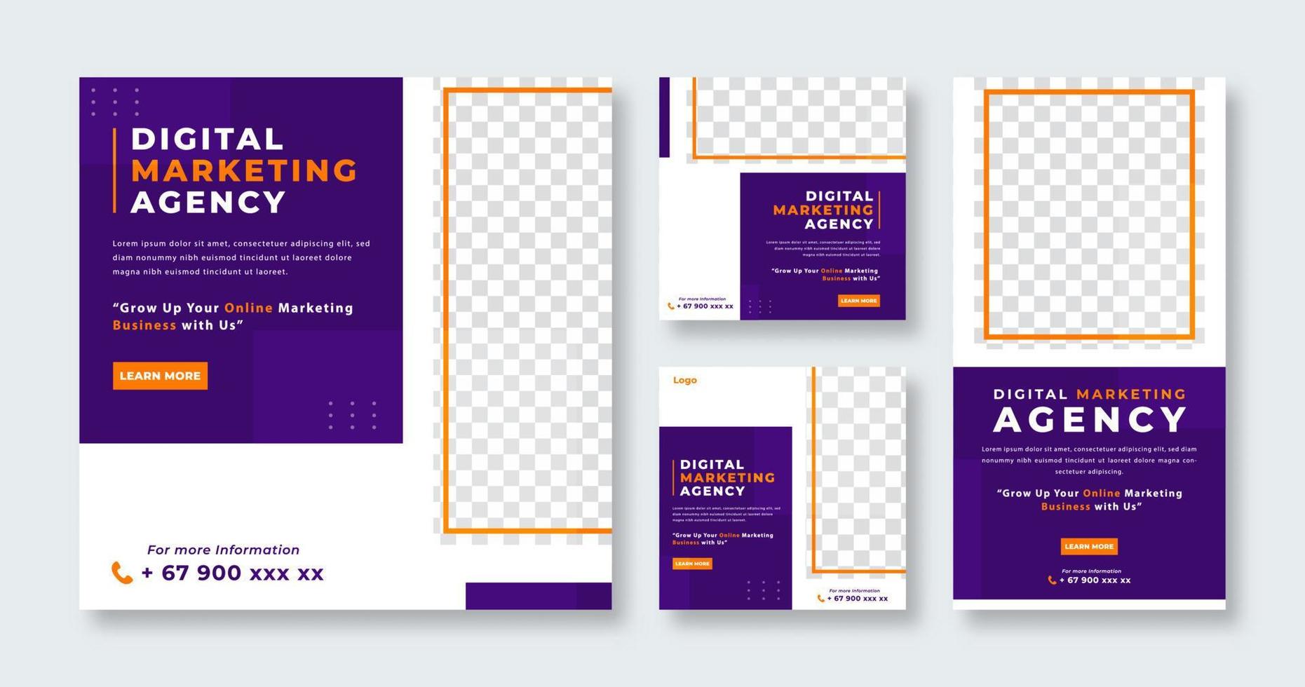Business Digital Marketing Agency Social Media Post for Online Marketing Promotion Banner, Story and Web Internet Ads Flyer vector