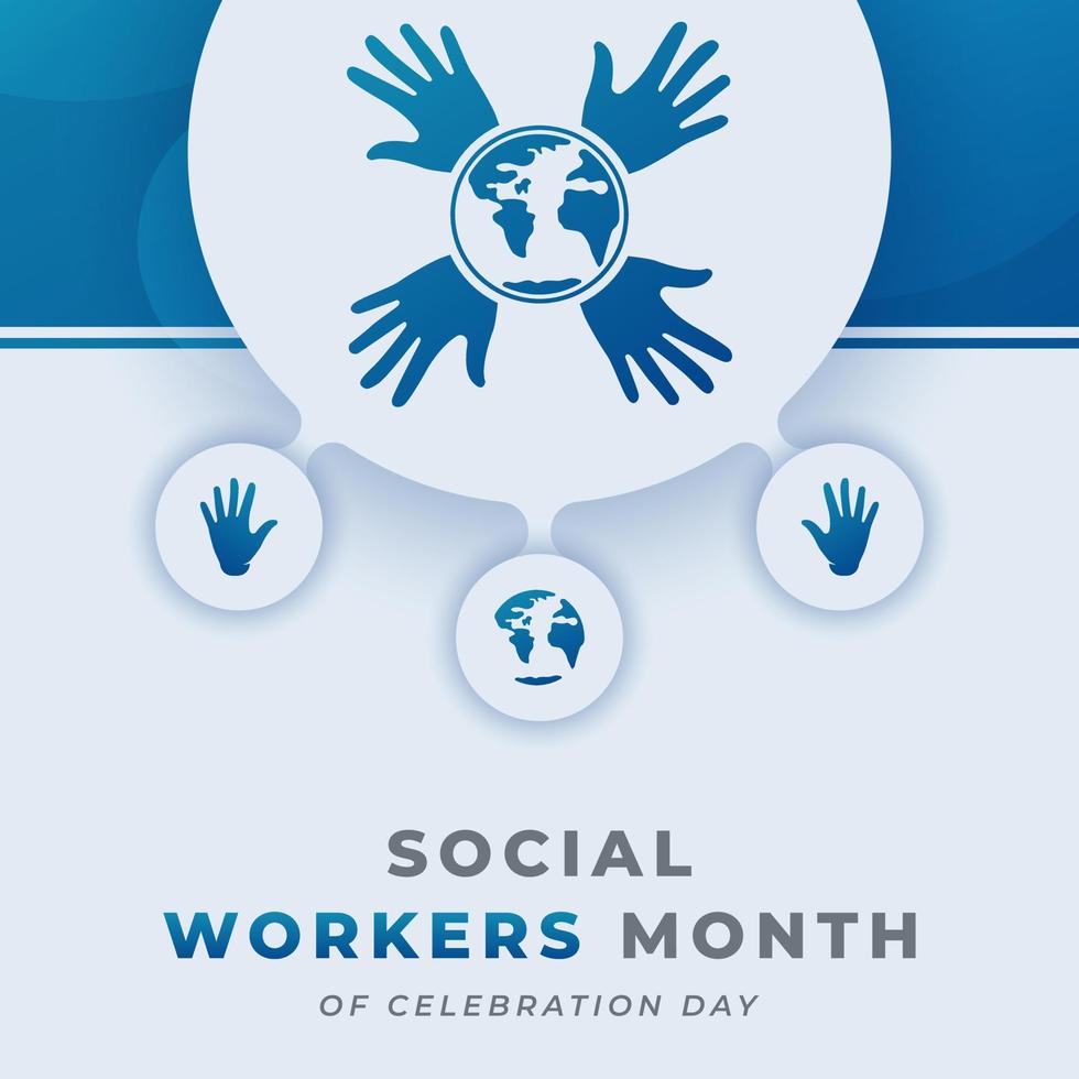 Happy Social Work Month Celebration Vector Design Illustration for Background, Poster, Banner, Advertising, Greeting Card