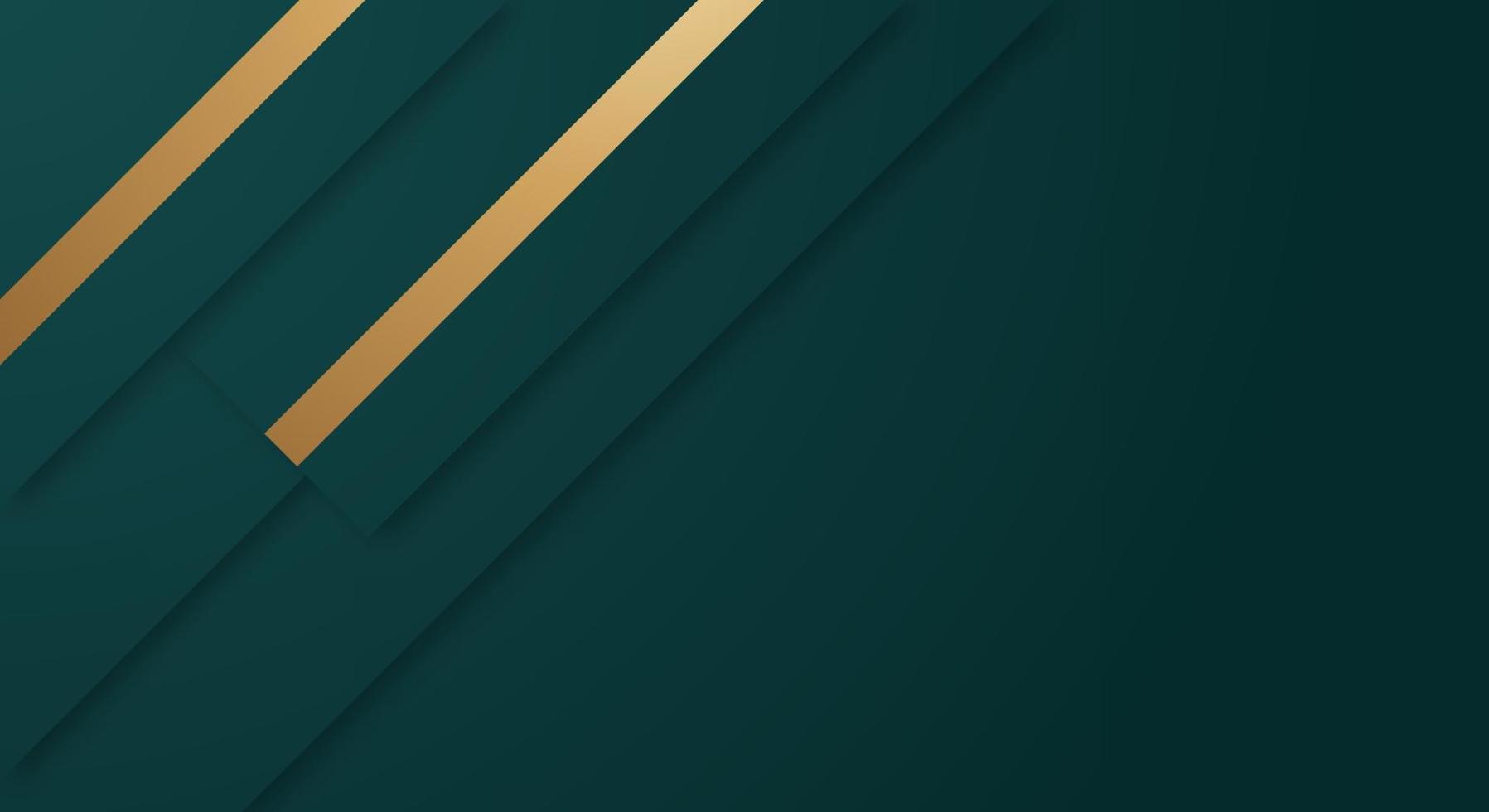 Abstract Premium Dark Green Geometric Overlap Layer with Stripe Golden Lines Luxury Style Background vector