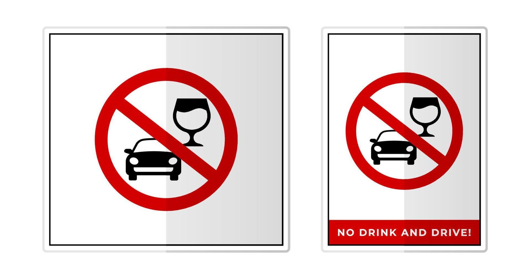 No bebida y conducir firmar etiqueta símbolo icono vector ilustración
