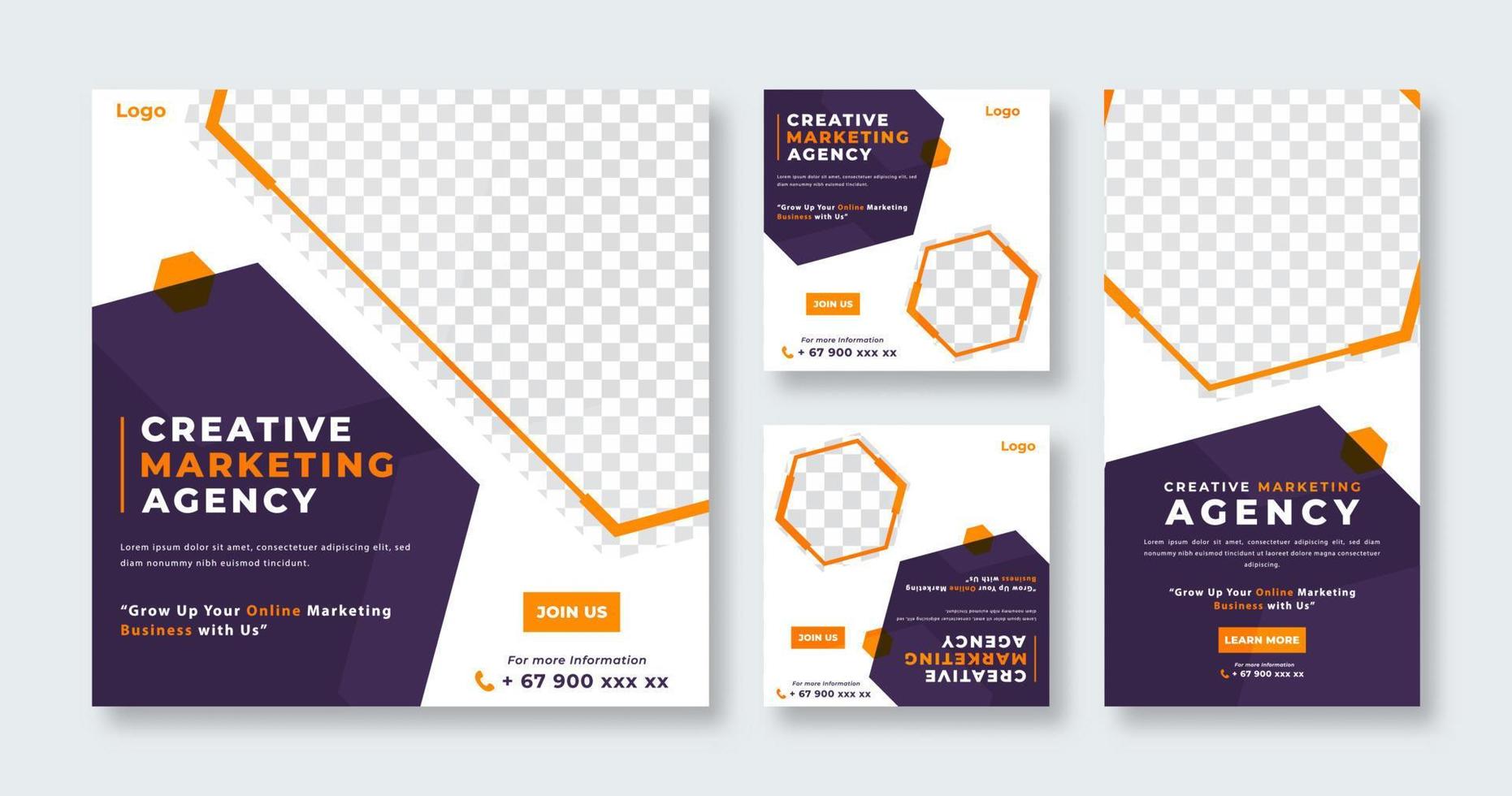 Business Marketing Agency Social Media Post for Online Marketing Promotion Banner, Story and Web Internet Ads Flyer vector