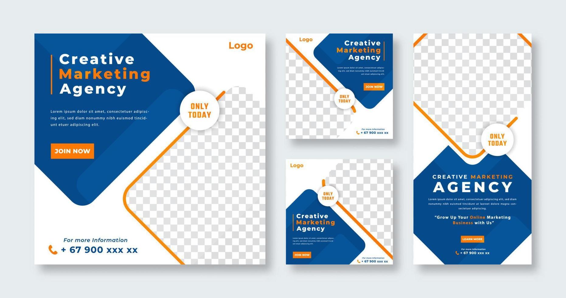 Business Marketing Agency Social Media Post for Online Marketing Promotion Banner, Story and Web Internet Ads Flyer vector
