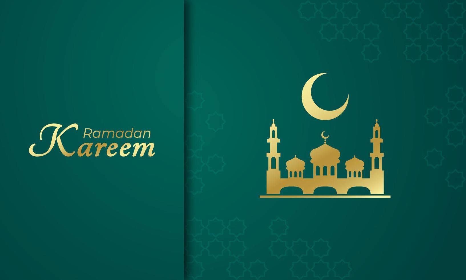 Ramadan Kareem Islamic Greeting Card Banner for Celebrate Muslim Holy Month Vector Illustration