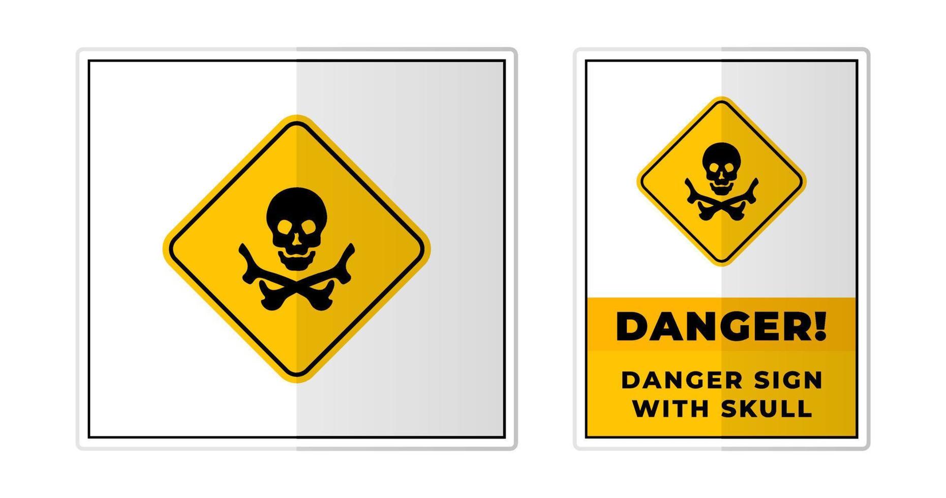 Danger with Skull Sign Label Symbol Vector Illustration