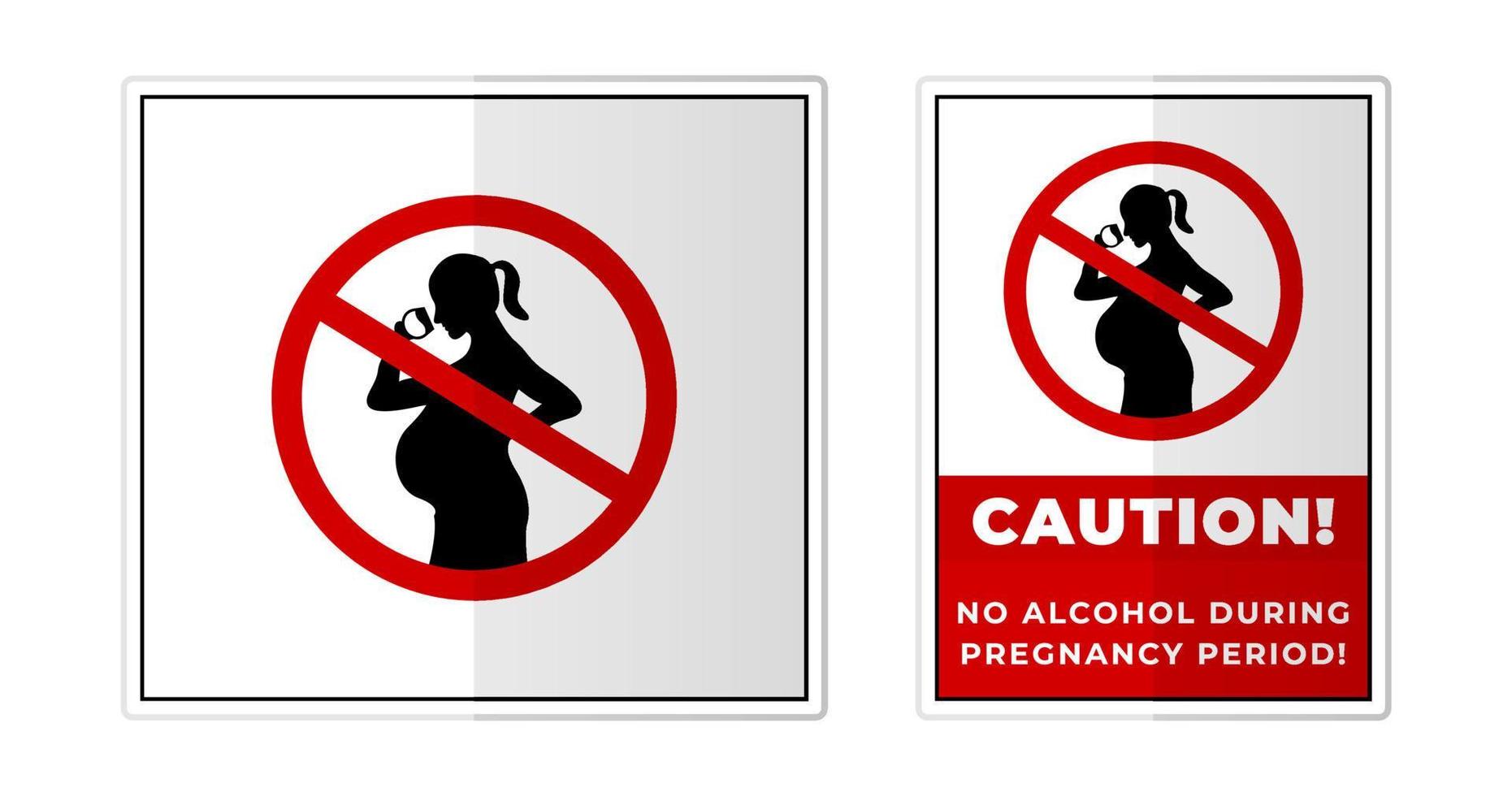 No alcohol durante el embarazo período firmar etiqueta símbolo icono vector ilustración