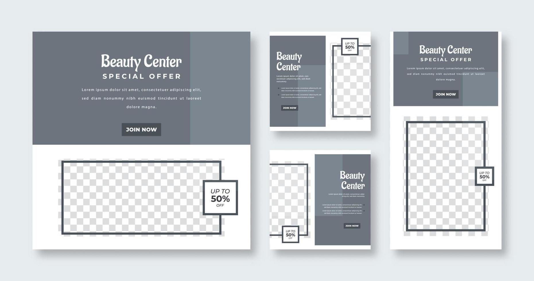 Beauty Care Spa Center Makeup Banner for Social Media Post and Web Internet Ads Square Flyer Template Set vector