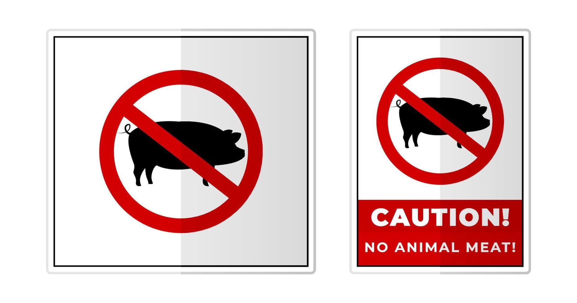 No animal carne firmar etiqueta símbolo icono vector ilustración