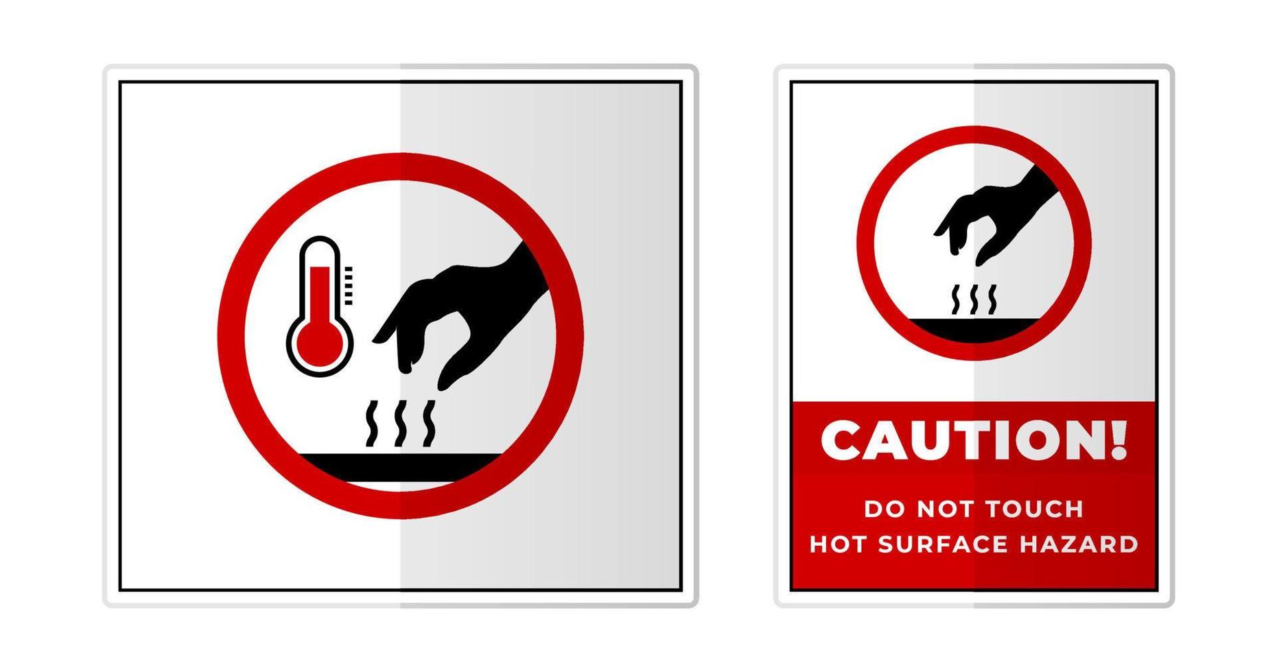 hacer no tocar, caliente superficie peligro firmar etiqueta símbolo icono vector ilustración