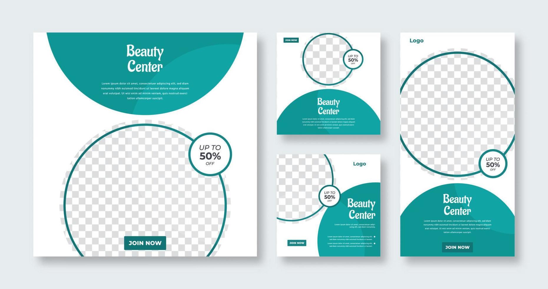 Beauty Care Spa Center Makeup Banner for Social Media Post and Web Internet Ads Square Flyer Template Set vector