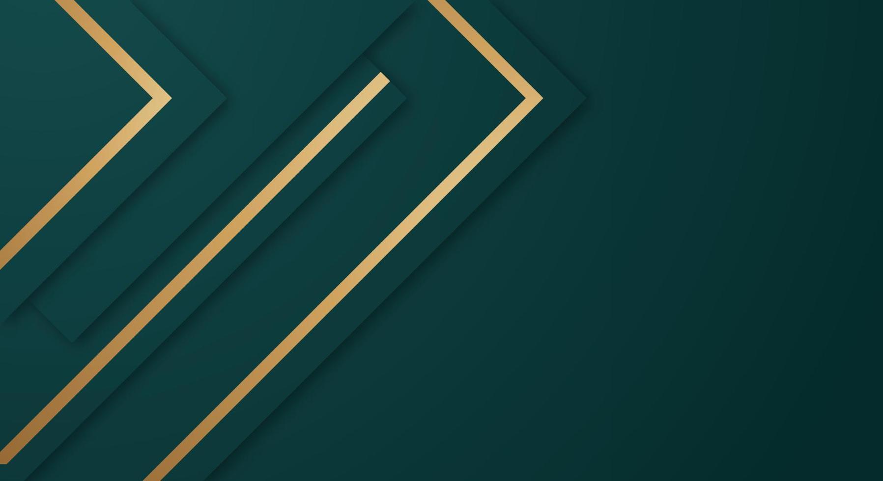 Abstract Premium Dark Green Geometric Overlap Layer with Stripe Golden Lines Luxury Style Background vector