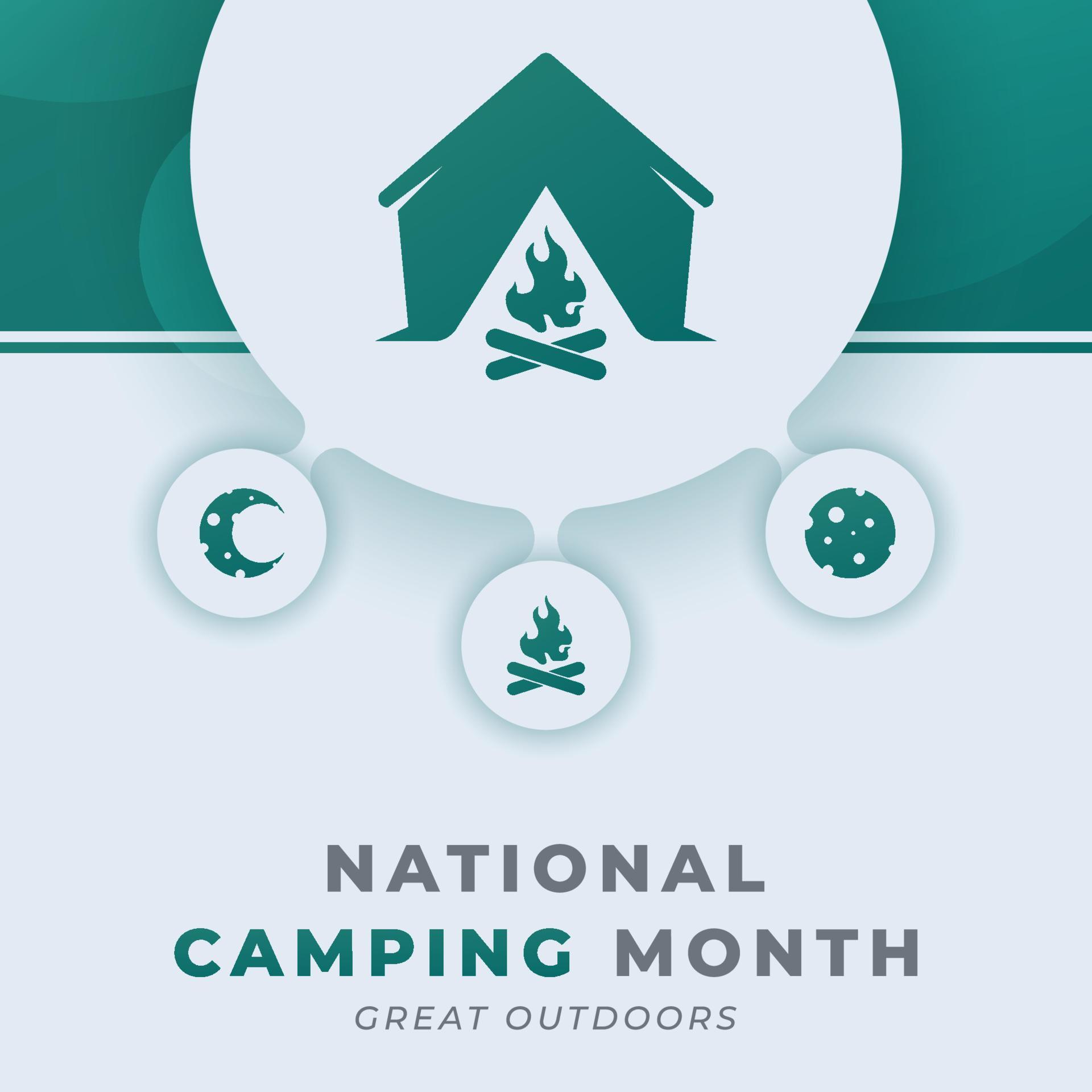Happy National Camping Month June Celebration Vector Design