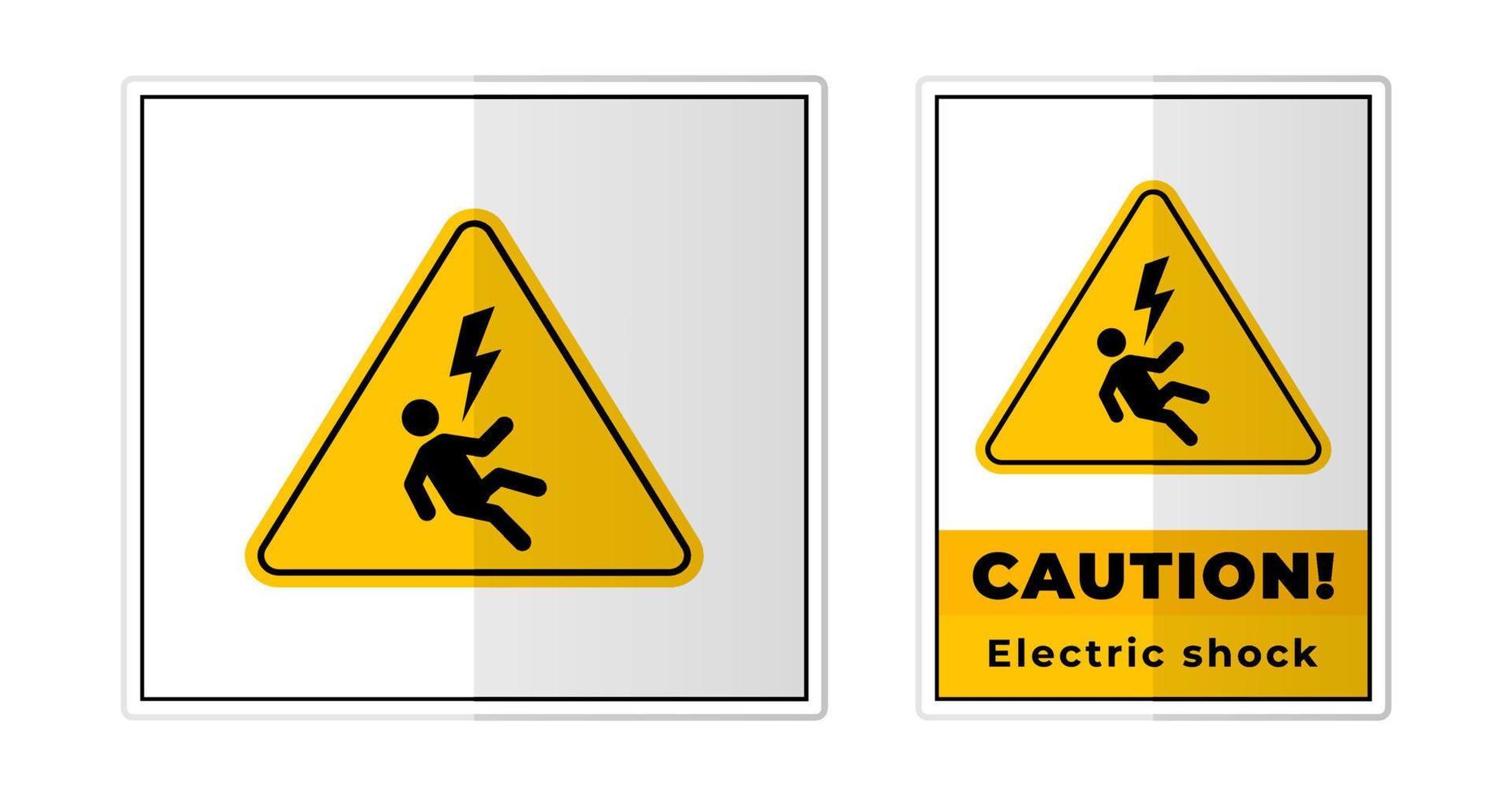 Electric shock danger yellow caution Sign Label Symbol Icon Vector Illustration