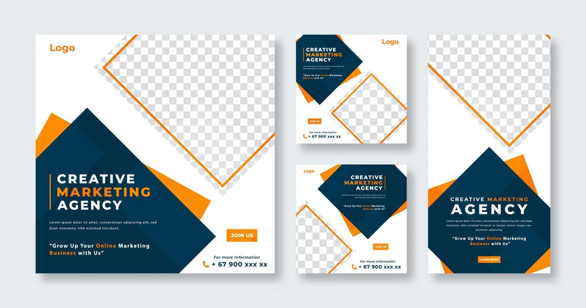 Business Marketing Agency Social Media Post for Online Marketing Promotion Banner, Story and Web Internet Ads Flyer vector